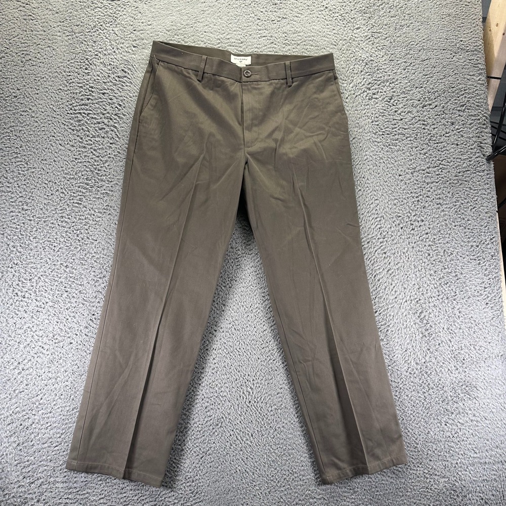 Dockers Pant Men's 36x30‎ Brown Cotton Khakis Straight Workwear Utility Stretch